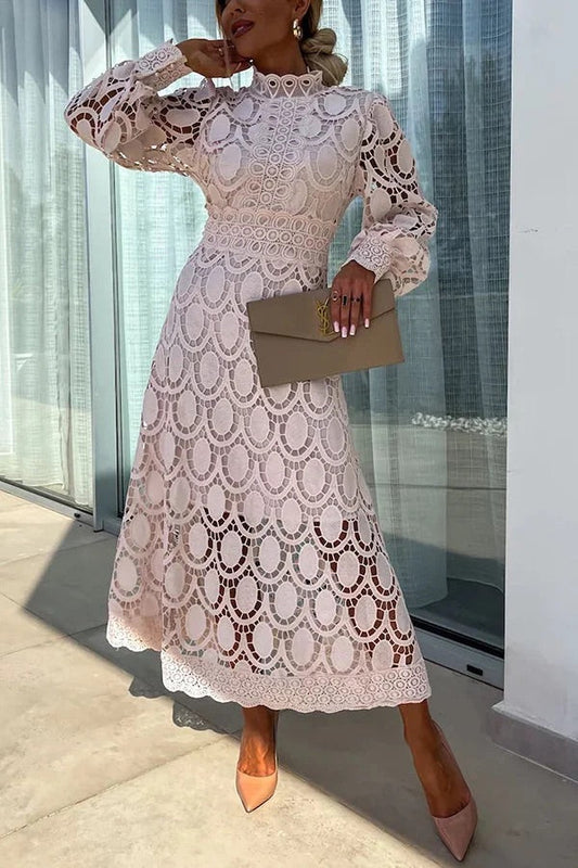 Bloom™ Rochie Midi de Petrecere cu Mâneci din Dantelă